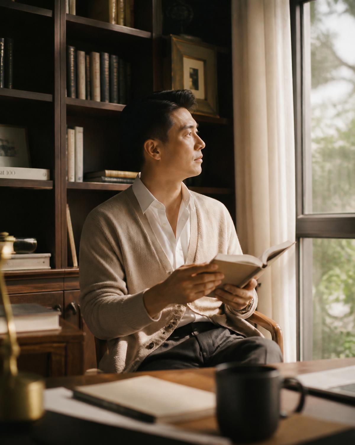 Marcus Tan at his reading window